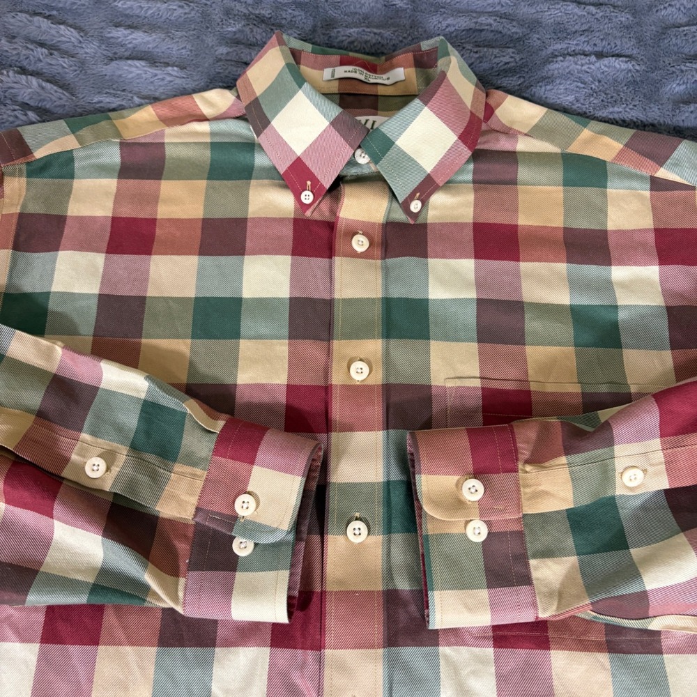 Orvis Mens XL Plaid Button Down Shirt Cotton Long Sleeve Multi Color AR729